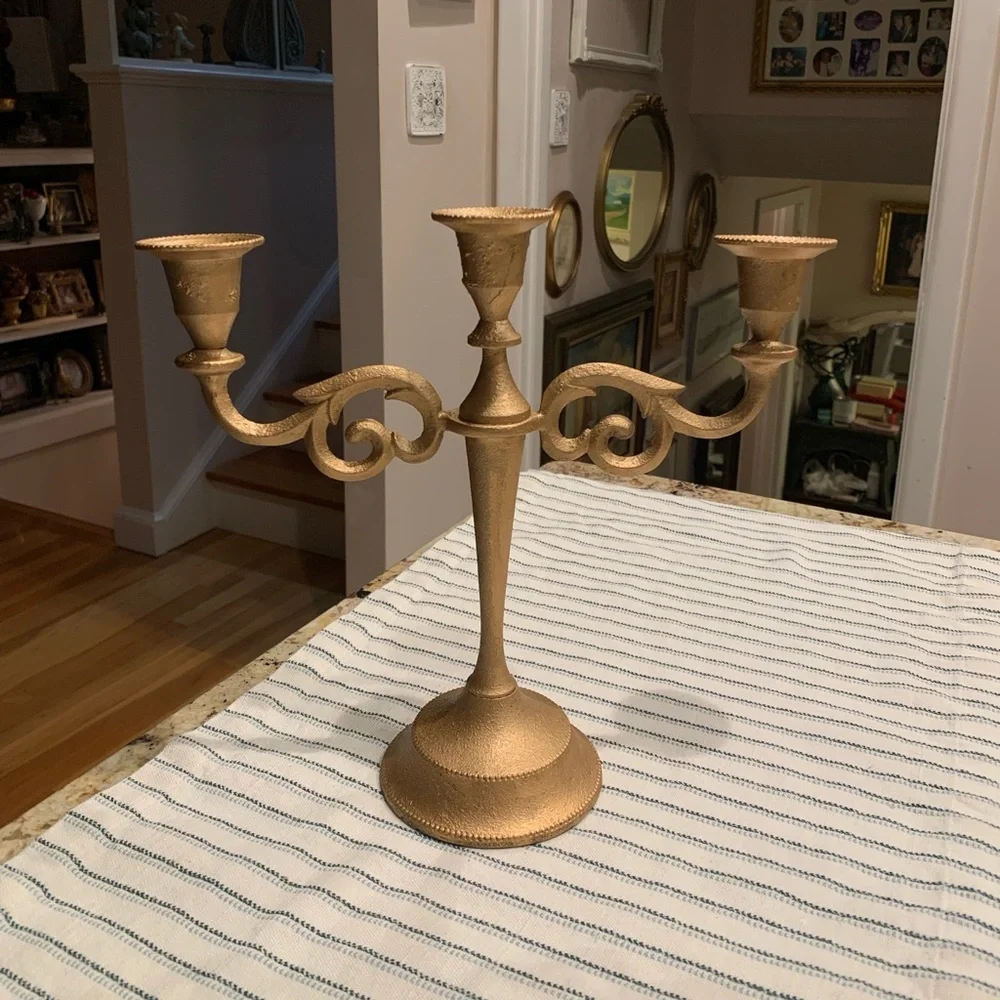 Gold Three Branches Candelabra